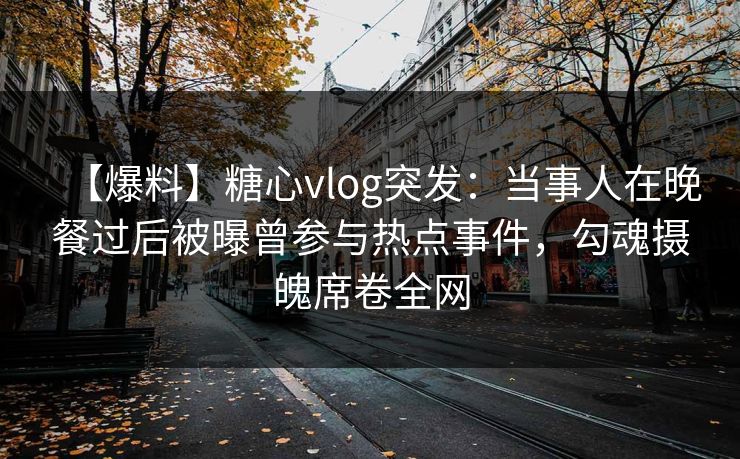 【爆料】糖心vlog突发：当事人在晚餐过后被曝曾参与热点事件，勾魂摄魄席卷全网