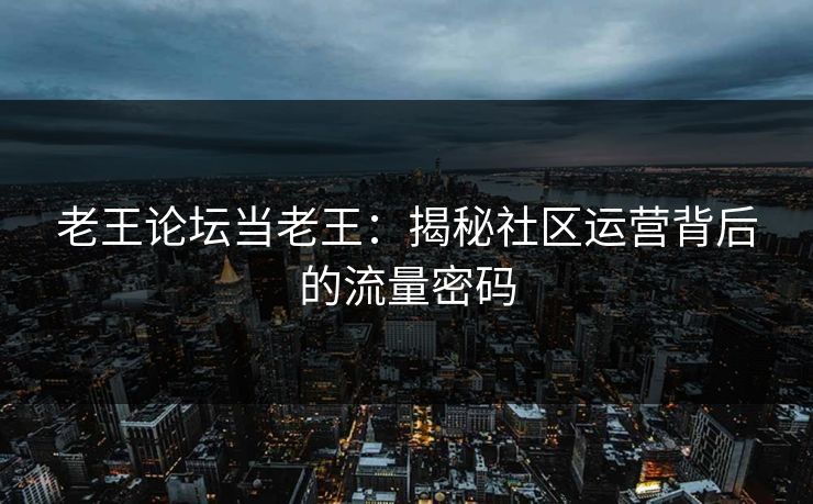 老王论坛当老王：揭秘社区运营背后的流量密码